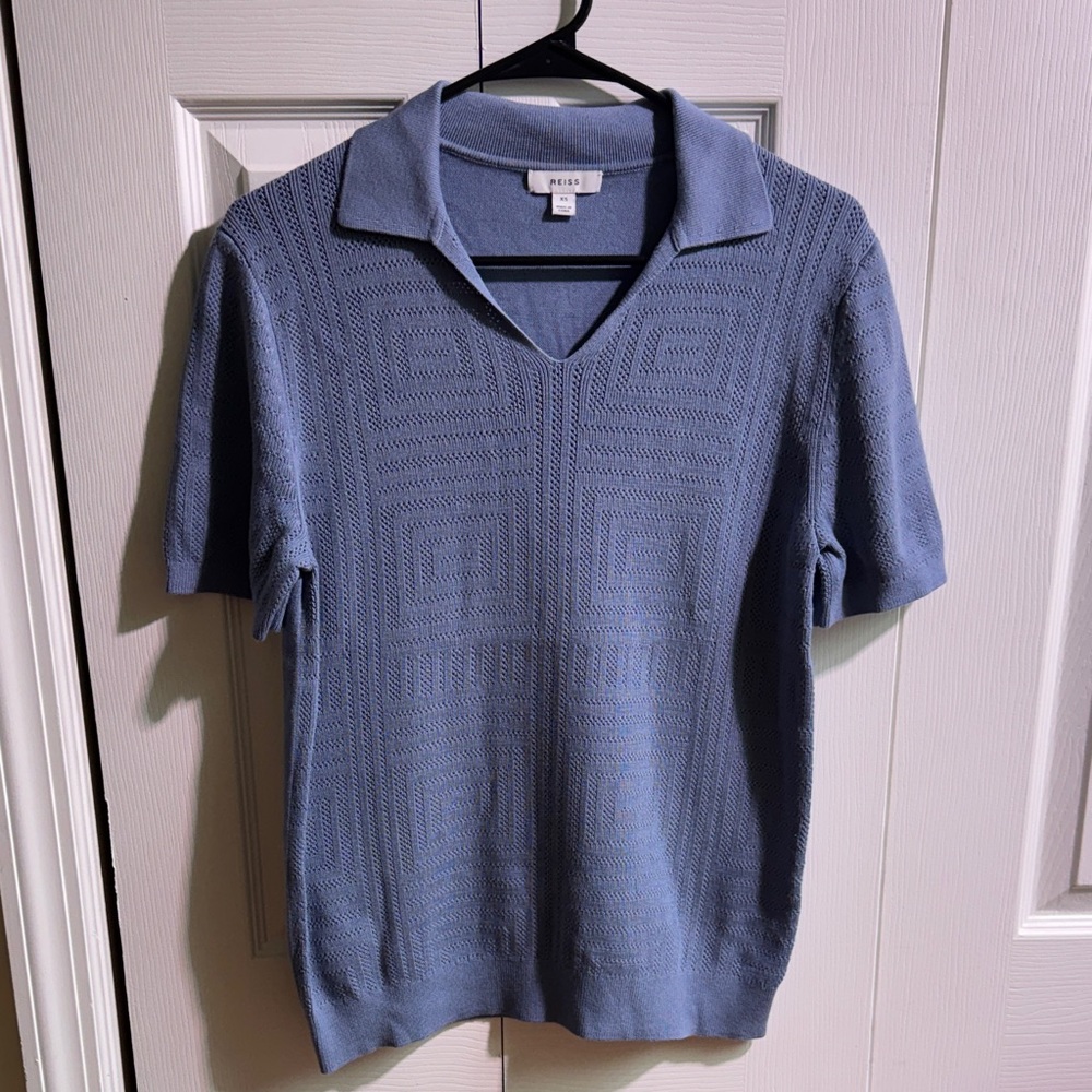 Reiss Blue Textured Polo Shirt